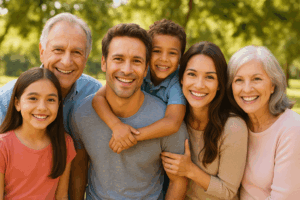 Family together outside