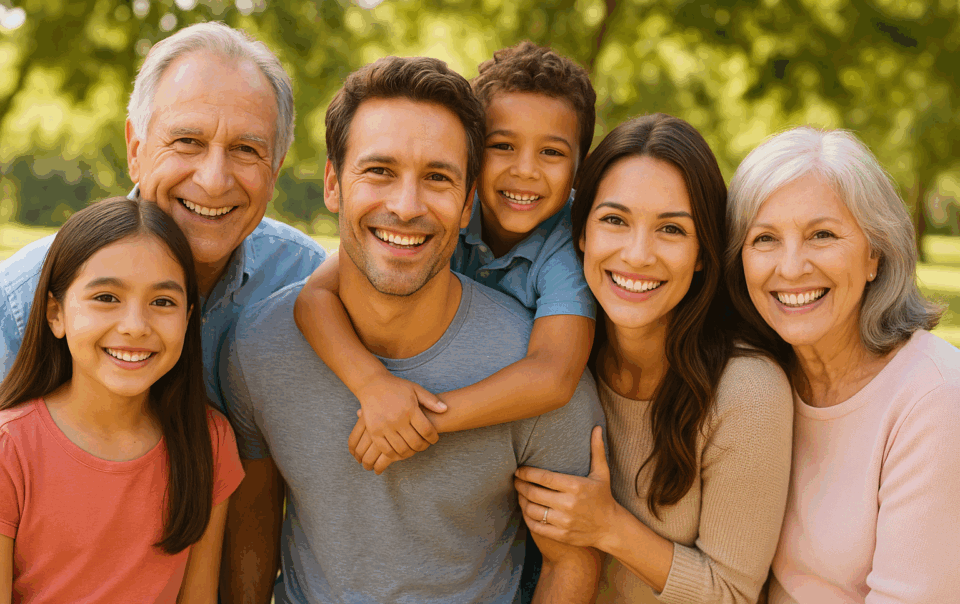 Family together outside